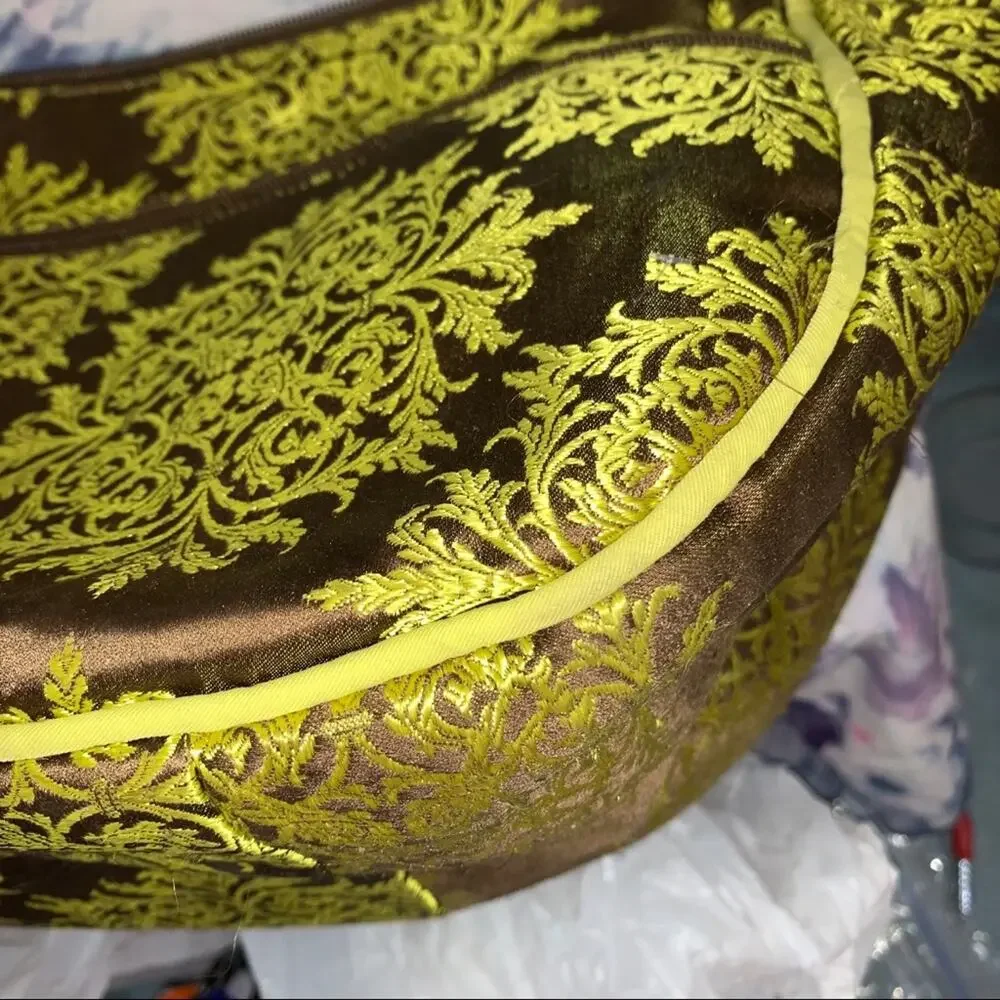 Petunia Pickle Bottom Touring Bag Diaper Bag Brown Yellow Damask Baby Crossbody